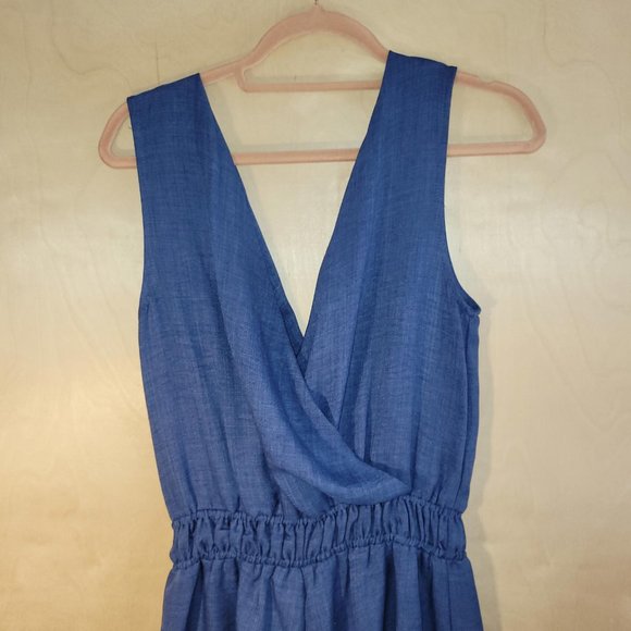West Kei Blue V Neck Elastic Waist Shorts Romper Women Size S - Picture 8 of 10
